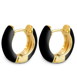 Musthave oorbellen creolen enamel 15mm Black-gold