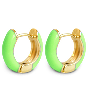 Musthave oorbellen creolen enamel 15mm Light green-gold