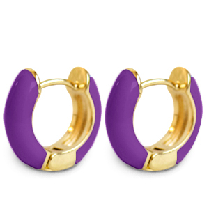 Musthave oorbellen creolen enamel 15mm Purple-gold