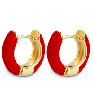 Musthave oorbellen creolen enamel 15mm Red-gold