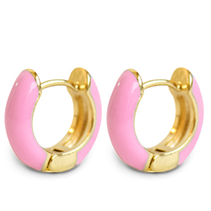 Musthave oorbellen creolen enamel 15mm Pink-gold