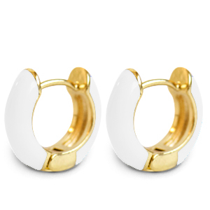 Musthave oorbellen creolen enamel 15mm White-gold