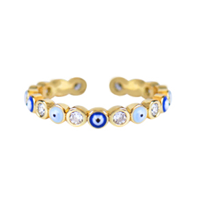 Trendy Ringen enamel evil eye Blue-white-gold