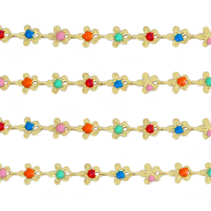 TQ metaal brass jasseron flowers Gold-multicolour