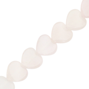 Kralen natuursteen heart Off white pink