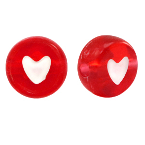 Acryl letterkralen heart Red