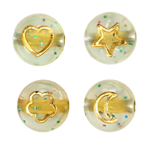 Acryl letterkralen icon Transparent glitter-gold