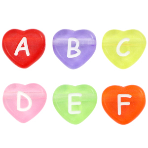 Acryl letterkralen heart Multicolour transparent