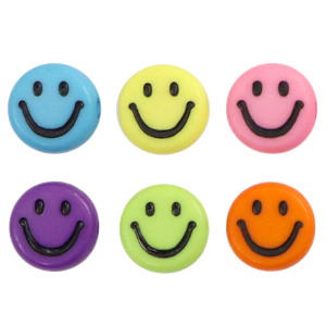 Acryl letterkralen smiley Multicolour