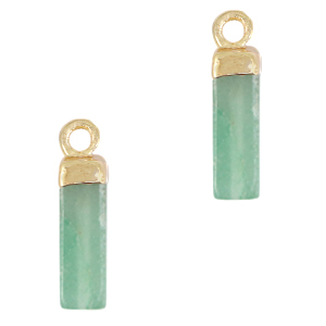 Hangers van natuursteen tube Crysolite green-gold