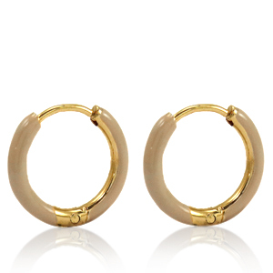 Oorbellen van Stainless steel Roestvrij staal (RVS) creolen enamel 14mm Nude brown-gold