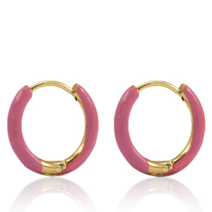Oorbellen van Stainless steel Roestvrij staal (RVS) creolen enamel 14mm Thulian pink-gold