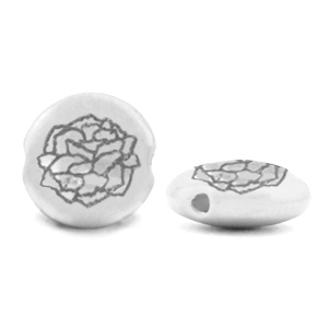 Metaal kralen DQ Birth flower January-Carnation Antiek zilver (nikkelvrij)