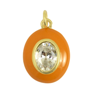 TQ metaal brass bedels oval zirconia Orange-gold