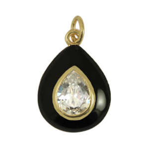 TQ metaal brass bedels drop zirconia Black-gold