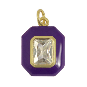 TQ metaal brass bedels rectangle zirconia Dark purple-gold