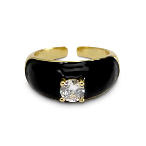 Trendy Ringen zirconia & enamel Gold-black