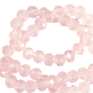 Facet kralen top quality disc 6x4 mm Primrose pink-pearl shine coating