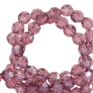 Facet kralen top quality rond 4mm Aubergine purple-pearl shine coating