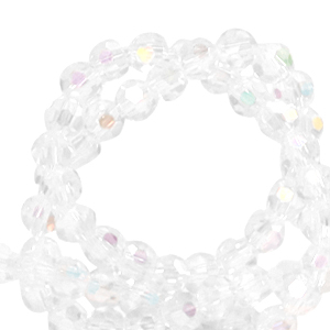Facet kralen top quality rond 4mm Crystal-AB coating