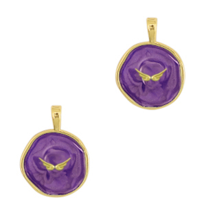 TQ metaal brass bedels wings Gold-dark purple