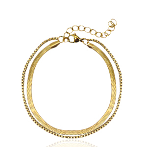 Armbanden van Stainless steel Roestvrij staal (RVS) 2 layer snake Goud