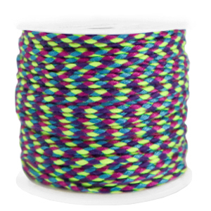 Trendy koord gevlochten 2mm Neon yellow-blue
