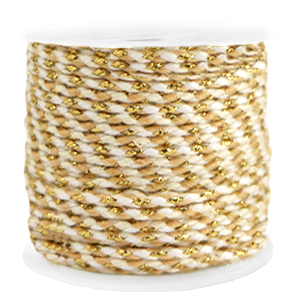 Trendy koord gevlochten 2mm Gold-white