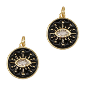 TQ metaal brass bedels eye of providence enamel Gold-black