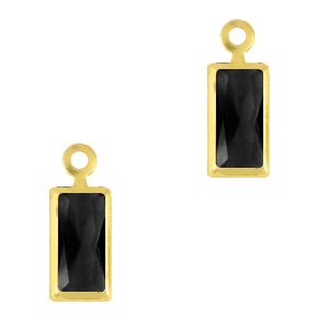 Hanger van crystal glas rectangle Jet black-gold