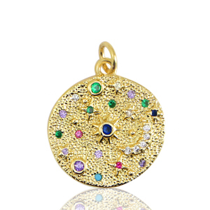 TQ metaal brass bedels moon and star Gold