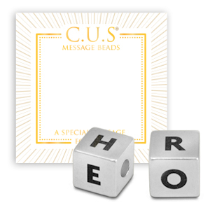 C.U.S&reg; message beads cube Hero 8mm Antiek zilver (Nikkelvrij)