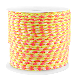 Trendy koord gevlochten 2mm Neon yellow-pink
