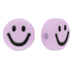 Acryl letterkralen smiley Lilac purple