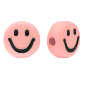 Acryl letterkralen smiley Vintage pink