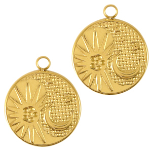 Bedels van Stainless steel Roestvrij staal (RVS) sun & moon Goud