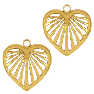 Bedels van Stainless steel Roestvrij staal (RVS) heart Goud
