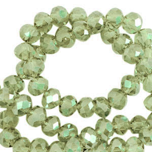 Facet kralen top quality disc 3x2mm Vineyard green-pearl shine coating