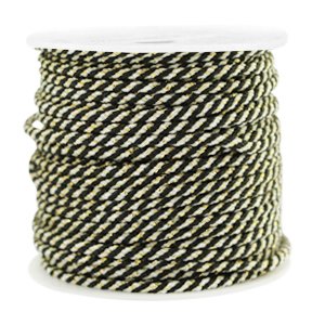Macram&eacute; twisted draad 1.5mm Gold-black white