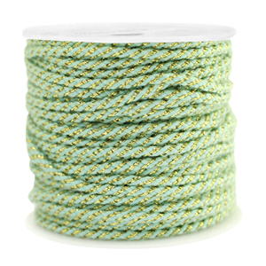 Macram&eacute; twisted draad 1.5mm Gold-soft mint green