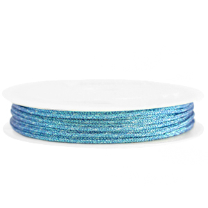 Macram&eacute; gevlochten draad 1mm Azure blue metallic