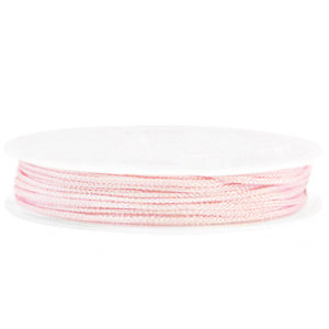 Macram&eacute; gevlochten draad 1mm Soft pink metallic