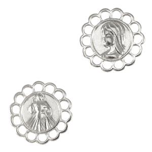 Metaal bedels DQ tussenstuk Jesus and Maria Antiek zilver (nikkelvrij)