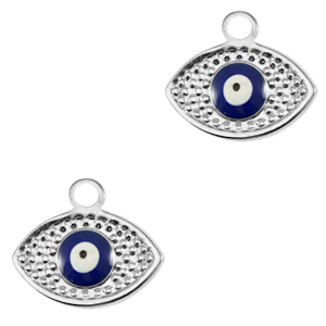 Bedels van Stainless steel Roestvrij staal (RVS) eye of providence enamel Silver-blue