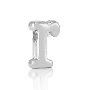 Metaal letterkralen DQ R Antiek zilver (nikkelvrij)