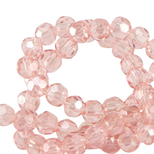 Facet kralen top quality rond 4mm Smashing pink-pearl shine coating