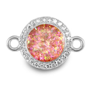 TQ metaal brass bedels tussenstuk 12mm enamel Silver-peony pink