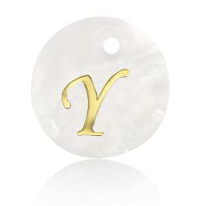 Schelp hanger special letter Y Gold-white (natuurlijke kleur)
