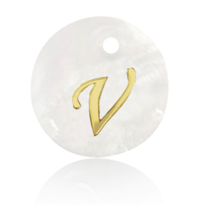 Schelp hanger special letter V Gold-white (natuurlijke kleur)