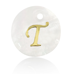 Schelp hanger special letter T Gold-white (natuurlijke kleur)